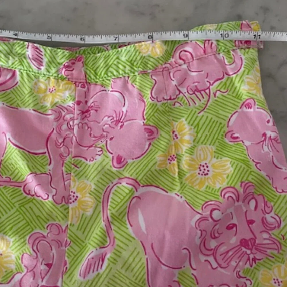 LILLY PULITZER Lion Cub Loungin' Lions  Pink Green Elastic Waist Pants G…